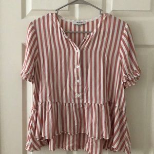 Madewell peplum striped top size M
